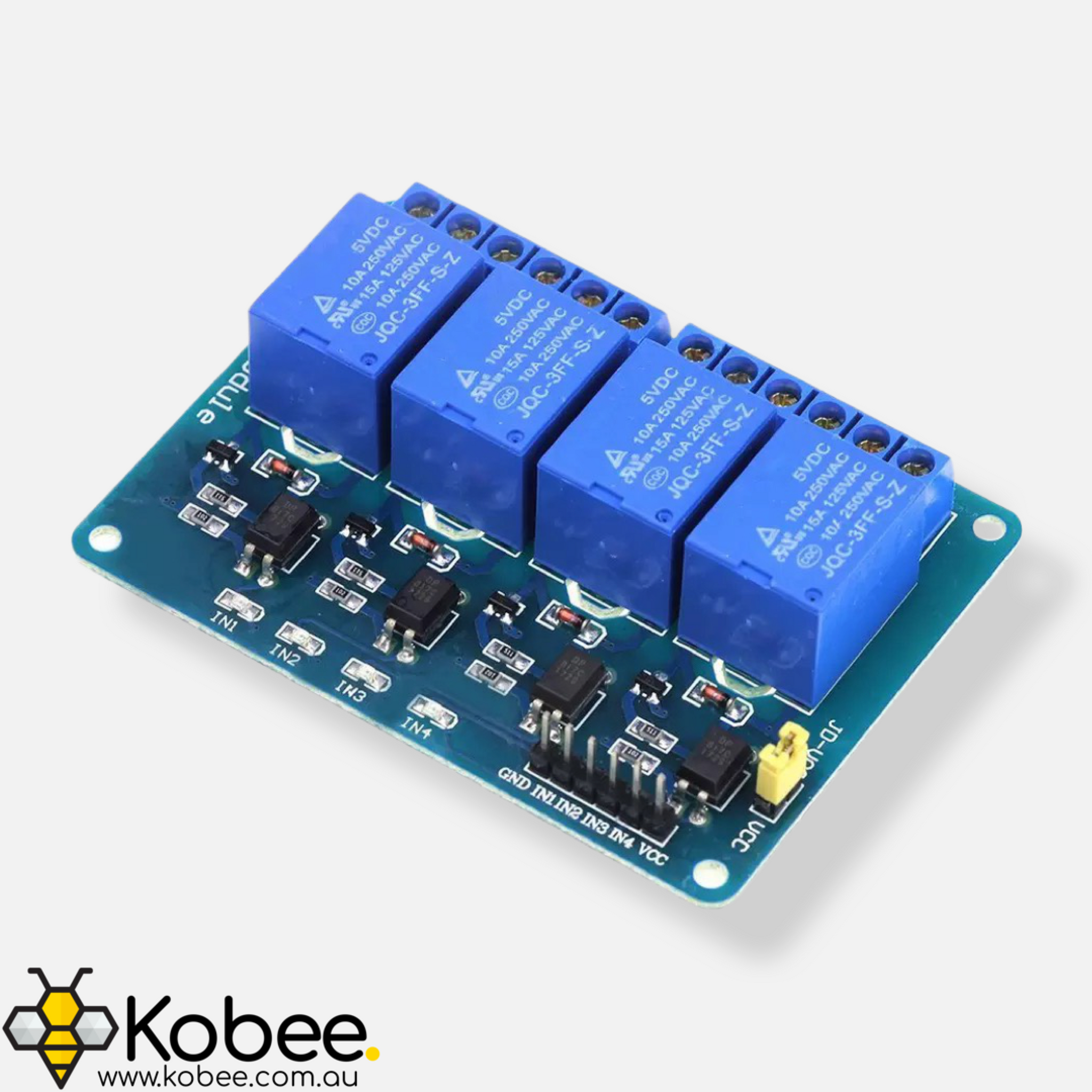 12V Quad Channel Relay Module 10A — front view