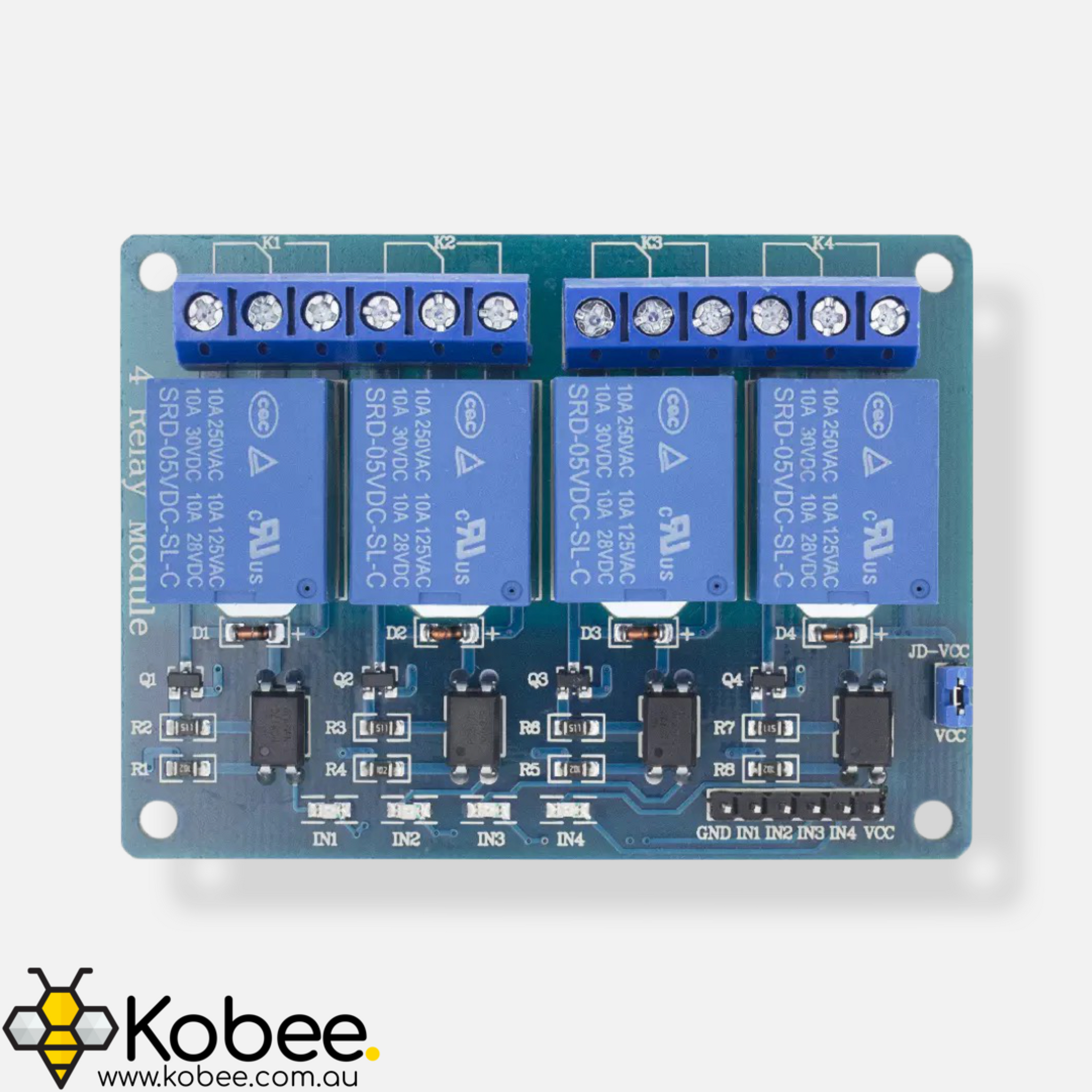 5V Quad Channel Relay Module 10A — alternate view