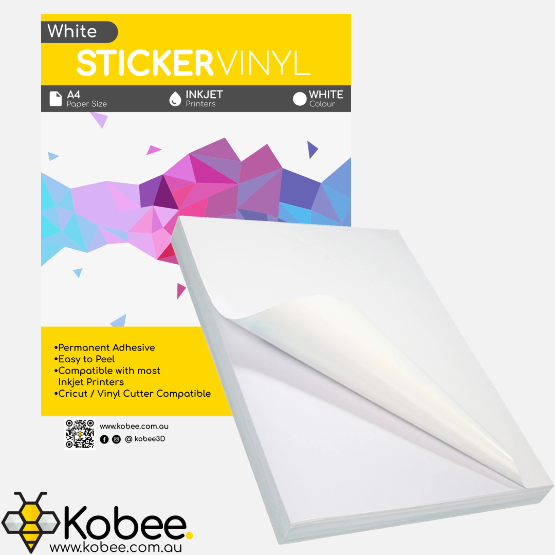 A4 printable sticker vinyl paper multi-pack in white finish