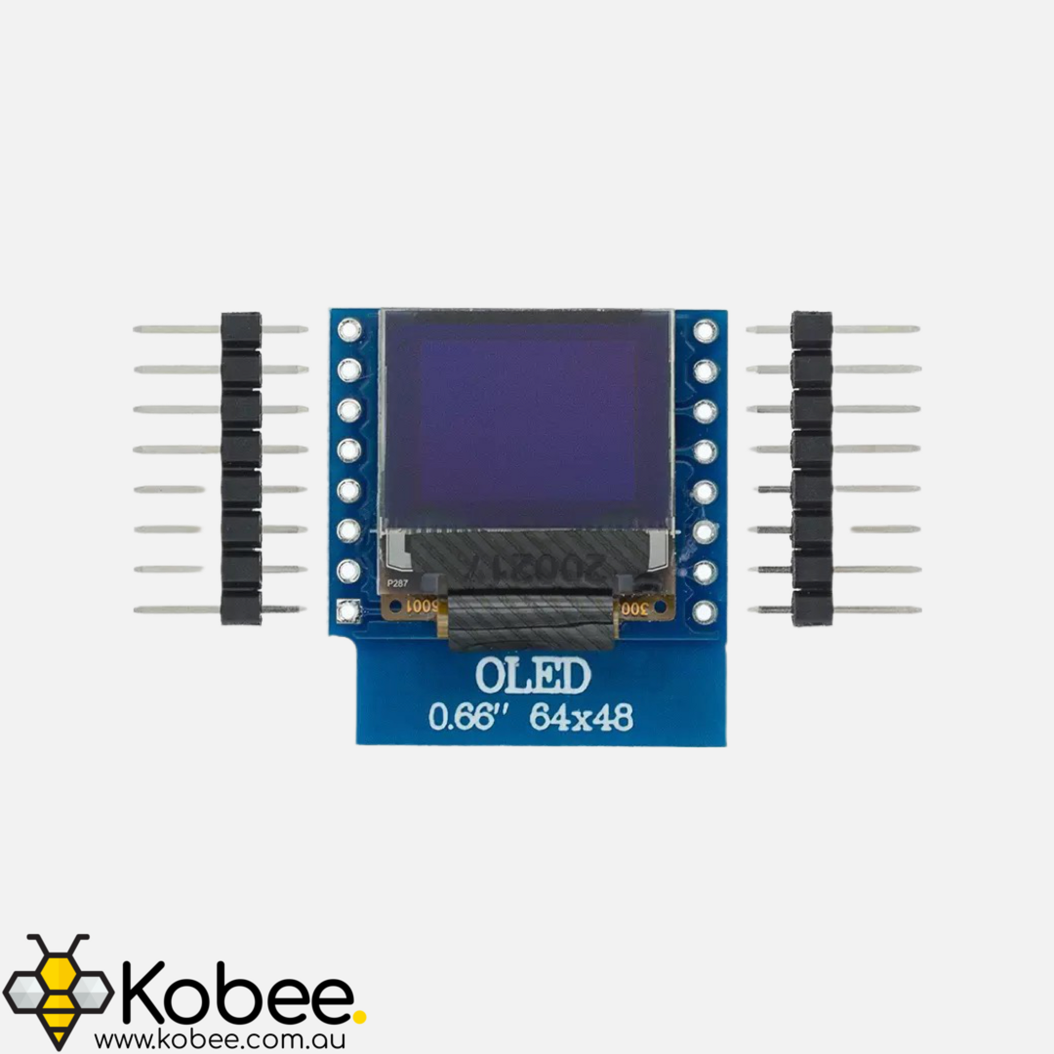 Monochrome 0.66 Inch I2C Wemos D1 Mini Display Shield — detail view