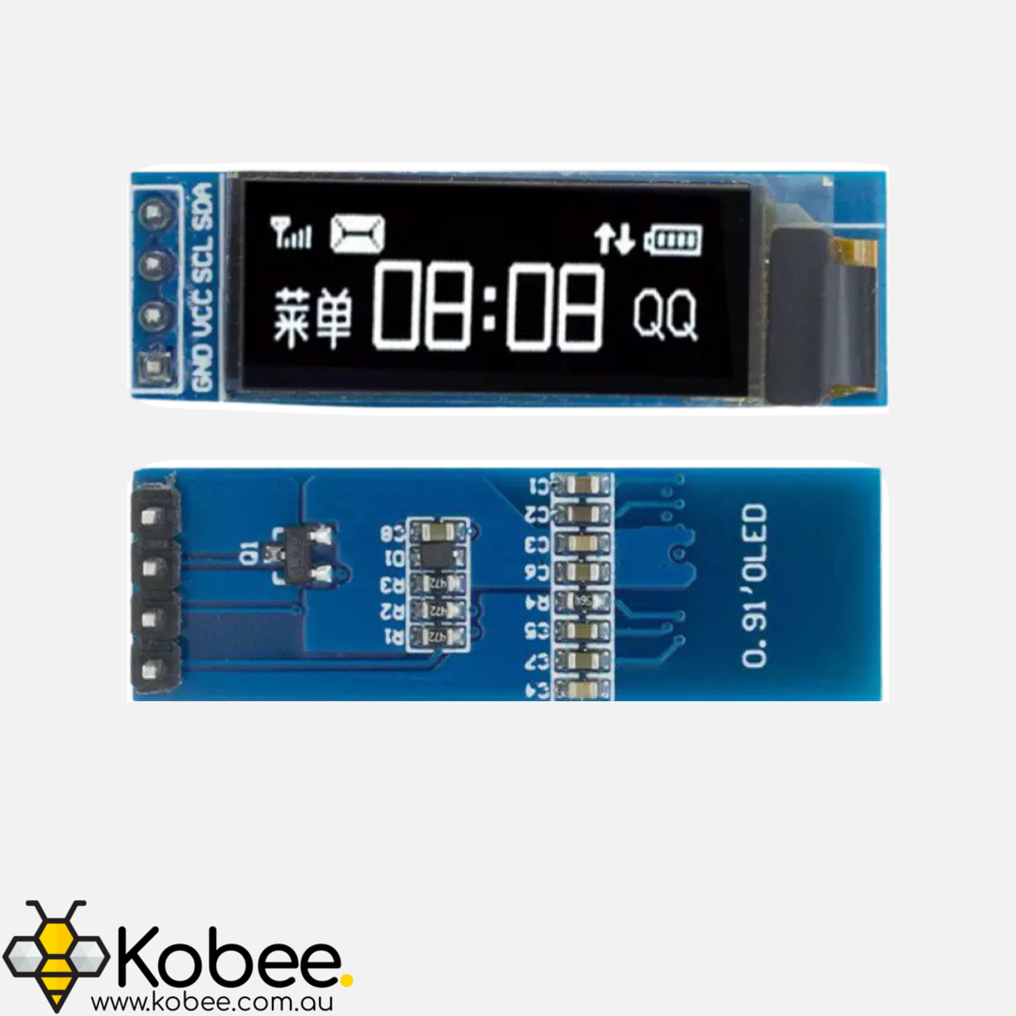 Monochrome 0.91 Inch I2C OLED Display Module — alternate view