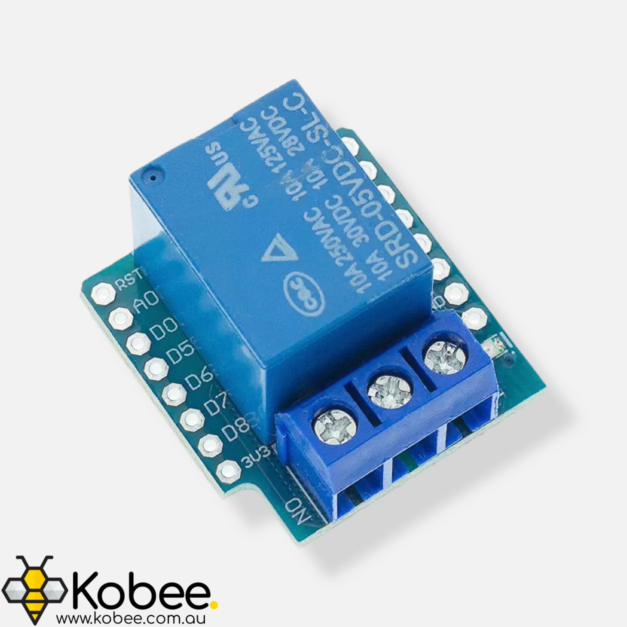 Wemos D1 Mini Relay Shield — front view